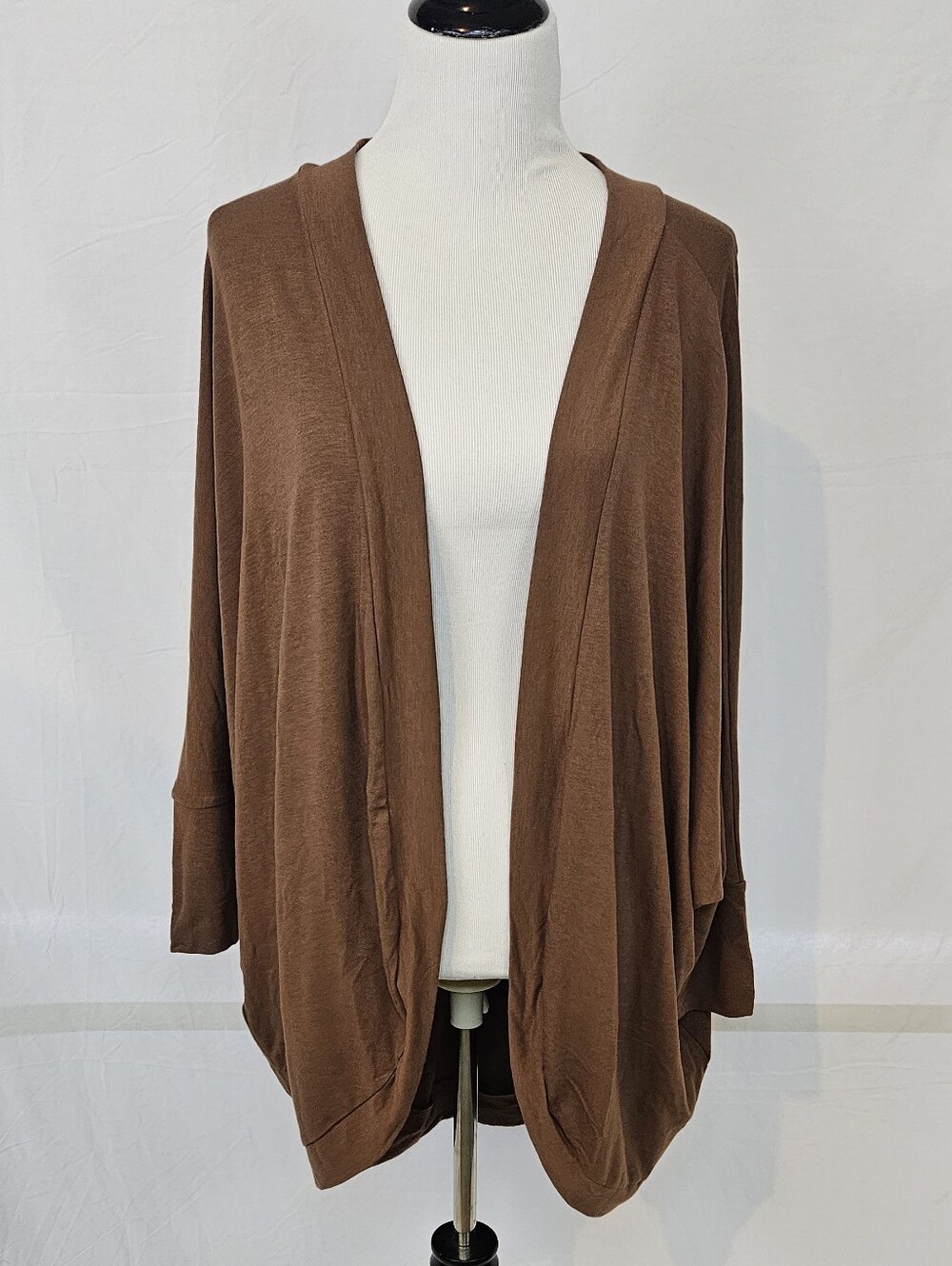 2x-Brown Women's Open-Front Doleman Cardigan Sweater